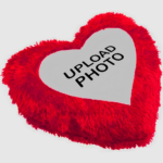 Red Heart Fur Cushion with Customised Name